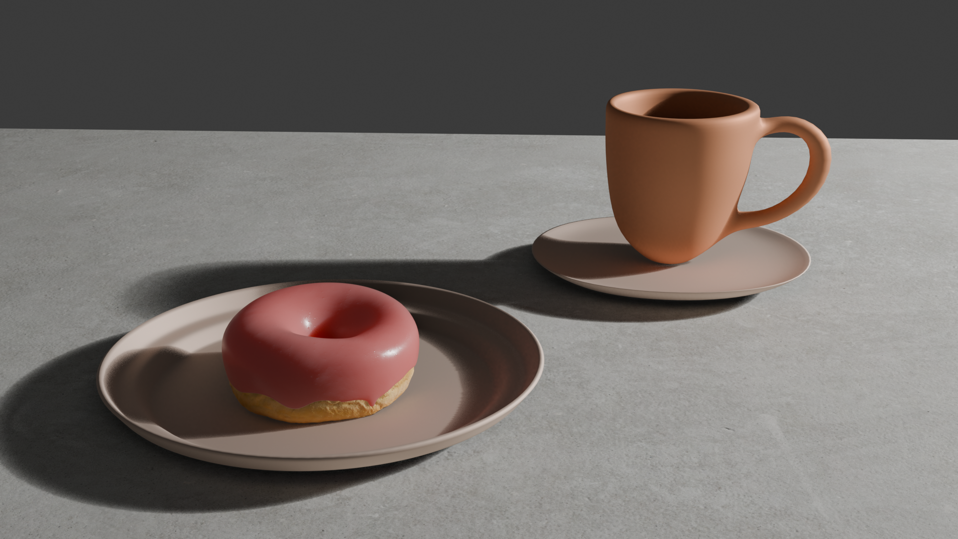 Blender 3D render of donut with pink icing